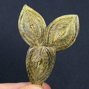 Vintage Bent Wire Leaf Brooch Costume Jewelry Gold-Tone Leaves Floral Pin J43